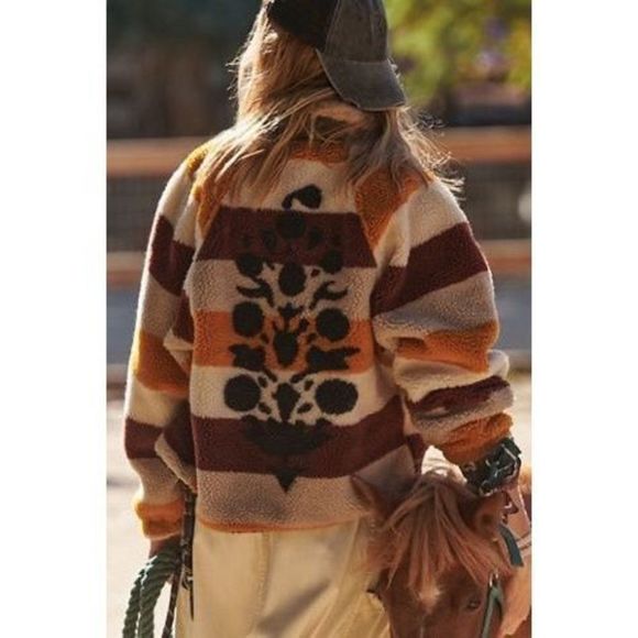 Free People Hit The Slopes Printed Fleece Jacket Size S - Picture 2 of 9
